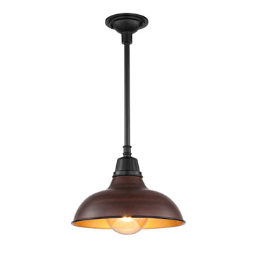 Jasper 12.25" Farmhouse Industrial Indoor/Outdoor Iron LED Pendant